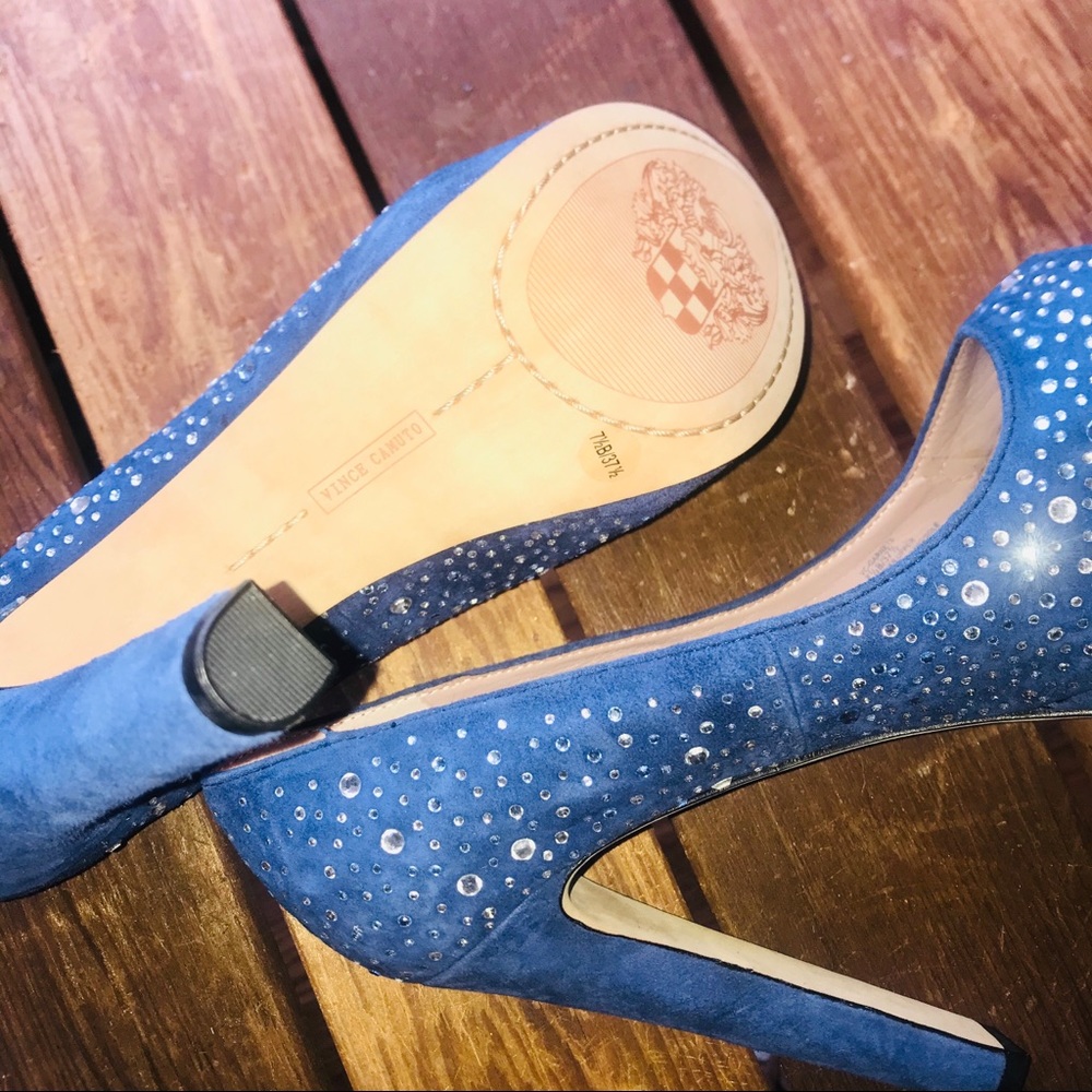 Vince Camino blue velvet sparkly 7.5 heels new - Picture 8 of 8